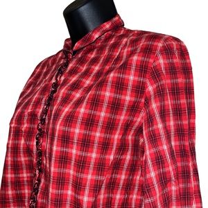 Vintage SHIP ‘N SHORE Plaid Button Top/Blouse~Round Collar~sz34 See Measurements